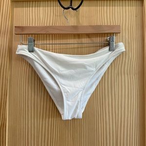 Athleta medium coverage bikini bottom, white, size S
